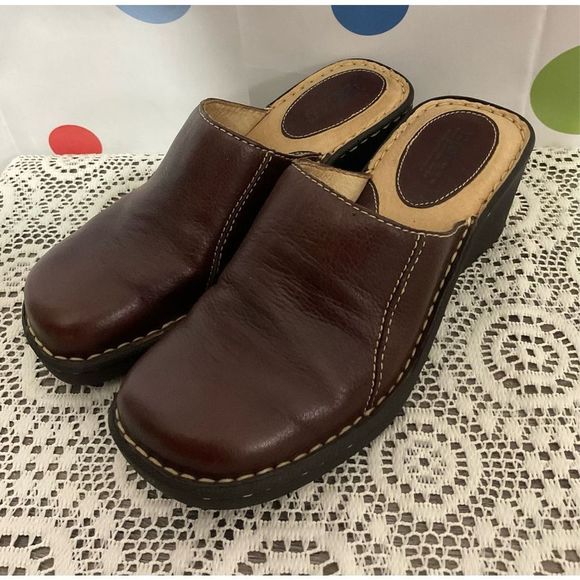 Born Brown Mule Leather Size 7 NICE! 🍒🌸 - Picture 1 of 16